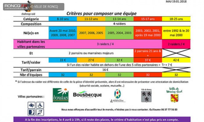 2018 - inscriptions Raid
